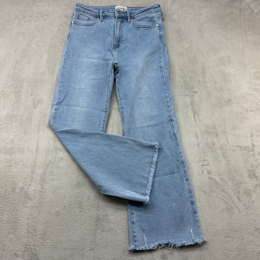 Industry Jeans Women 6/28 Wide Leg High Rise Frayed Hem Stretch Y2K Boho Denim